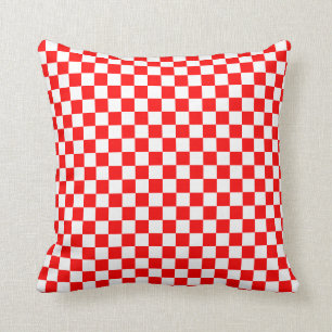 Modern Red White Croatian Checkers Cushion