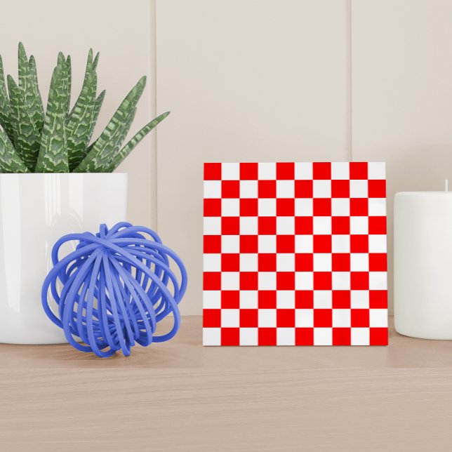 Modern Red White Croatian Chequerboard Pattern Tile (Creator Uploaded)