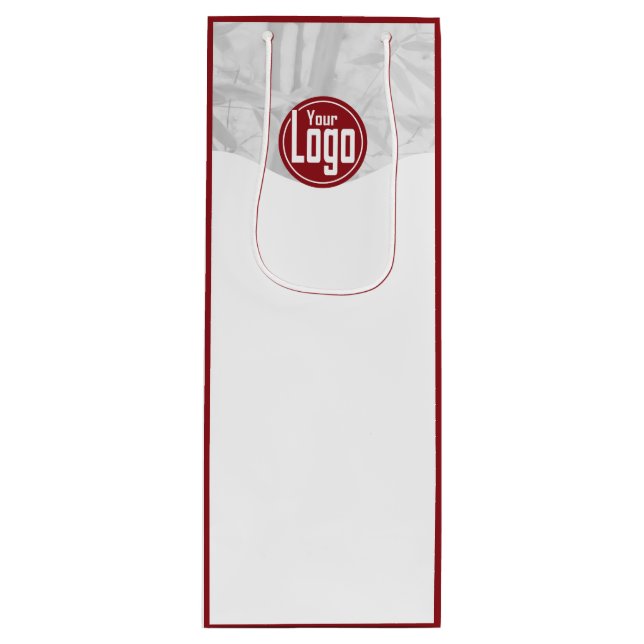 Modern Red & White Custom Image & Custom Logo Wine Gift Bag (Front)