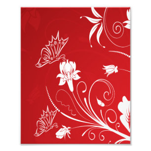 Modern Red & White Floral Photo Print