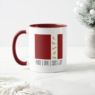 Modern Red White Gold Cat Lover Christmas Coffee Mug