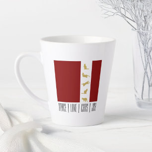 Modern Red White Gold Cat Lover Christmas Latte Mug