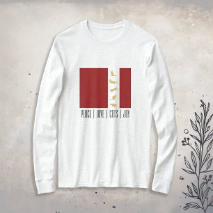 Modern Red White Gold Christmas Cat T-Shirt