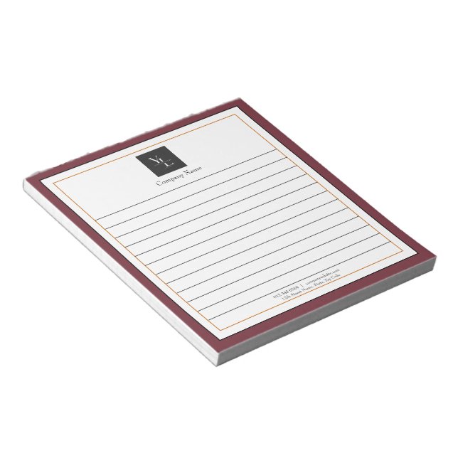 Modern Red White Gold with Business Logo Notepad (Angled)