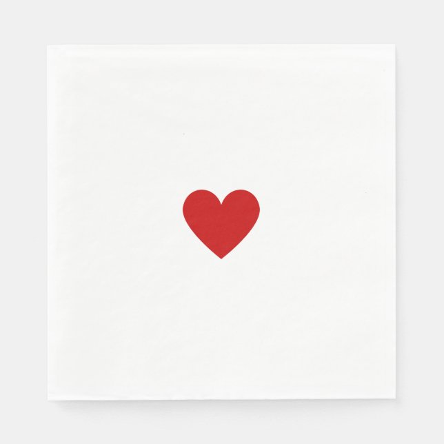Modern Red White Heart Elegant Love Chic Custom Napkin (Front)
