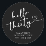 Modern Red White Hello 30th Birthday Classic Round Sticker<br><div class="desc">Add a chic finishing touch to your celebration with this modern red and white “Hello 30” square sticker. Perfect for sealing favor bags,  decorating gift boxes,  or adding to party invites,  this elegant design keeps your theme cohesive and stylish for a memorable 30th birthday celebration</div>