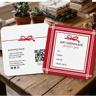 Modern Red White Holiday Business Gift Card