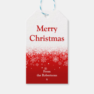 Modern Red White Merry Christmas Gift Tags