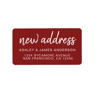 Modern Red White New Address Label
