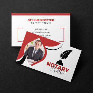 Modern Red & white Notary Public & Loan Signing Business Card