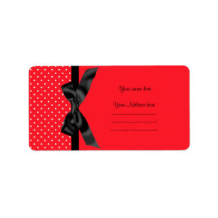 MODERN RED WHITE POLKA DOT ADDRESS LABEL