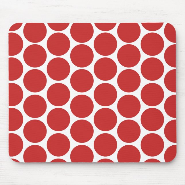 MODERN RED, WHITE POLKA DOTS MOUSE MAT (Front)
