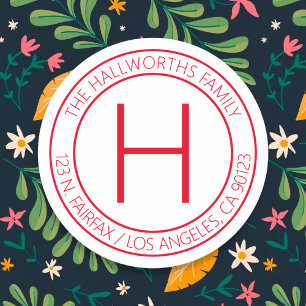 Modern Red & White Return Address or Product Classic Round Sticker