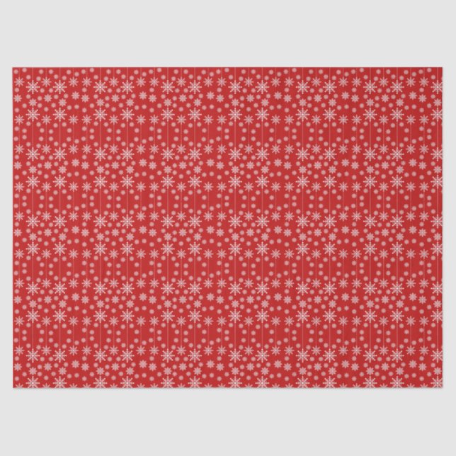 Modern Red & White Snowflake Christmas Holiday Tissue Paper (Front)