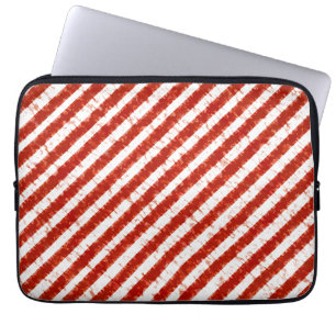 Modern Red White Stripe Elegant Stylish Pattern Laptop Sleeve