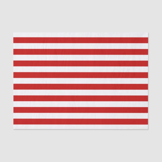 Modern Red White Stripes Christmas Tissue Paper (Front)