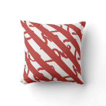 Modern Red White Stripes Throw Pillow 