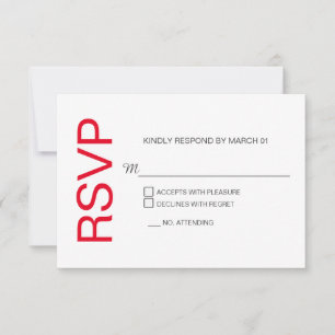 Modern Red White Wedding RSVP Response Reply
