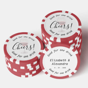 Modern Red Wine Drink Wedding Poker Chips