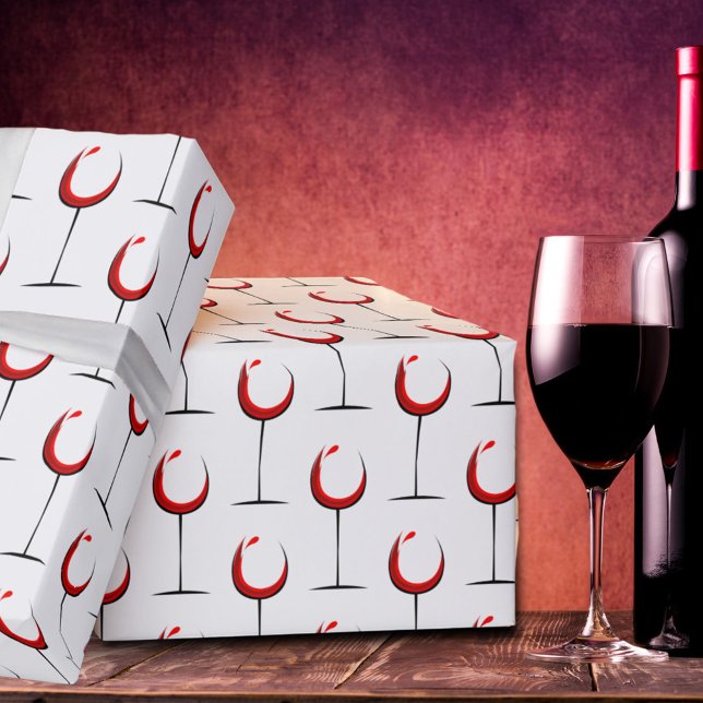 Modern Red Wine Glass Pattern Gift   Wrapping Paper (Creator Uploaded)