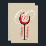 Modern Red Wine Glass Script 60th Birthday   Card<br><div class="desc">Modern Red Wine Glass Script 60th Birthday Card. The design has an abstract red wine glass with an age in it. Personalise with your text on the backside. Great for a woman or a man who celebrates the sixtieth birthday.</div>