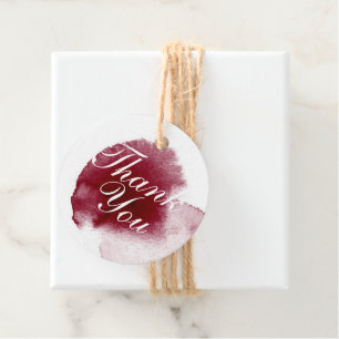 Modern Red Wine Spill Splash Thank You Favour Tags