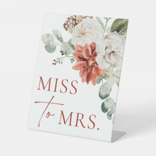 Modern Red Winter Christmas Miss To Mrs Sign
