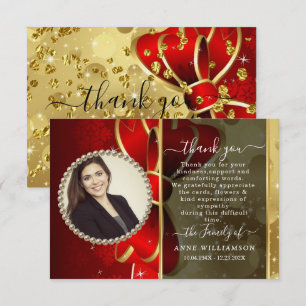 Modern Red Wrap Funeral Thank You Card