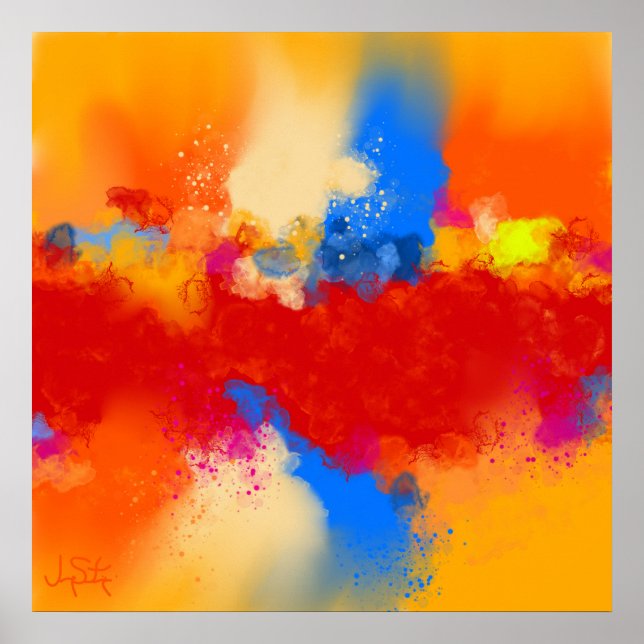 Modern red & yellow Abstract - Creative Art Print (Front)