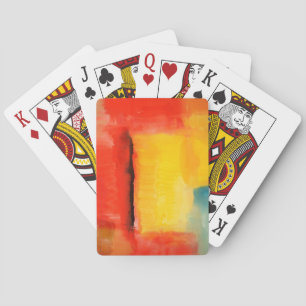 Modern Red Yellow Abstract Painting Playing Cards