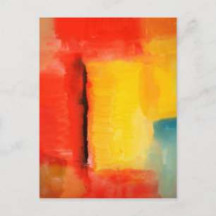 Modern Red Yellow Abstract Painting Postcard