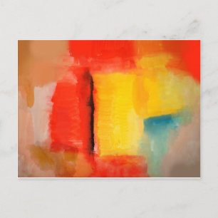 Modern Red Yellow Abstract Painting Postcard