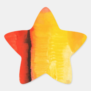 Modern Red Yellow Abstract Painting Star Sticker
