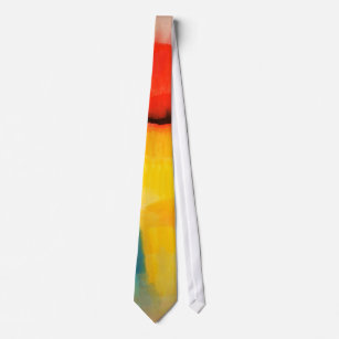 Modern Red Yellow Abstract Painting Tie