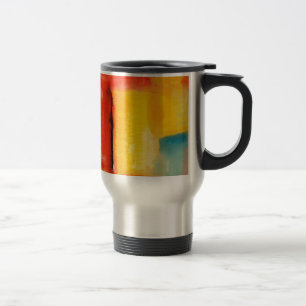 Modern Red Yellow Abstract Painting Travel Mug