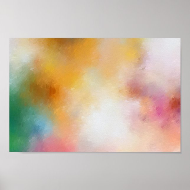 Modern Red Yellow Blue Colourful Abstract Trendy Poster (Front)