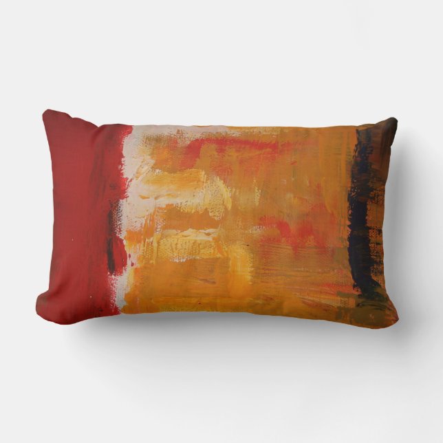 Modern Red Yellow White Colourful Abstract Paintin Lumbar Cushion (Front)