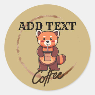 Modern  redpanda coffee Tea custom Shop name Classic Round Sticker
