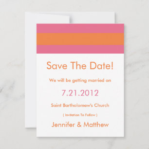 Modern Redux Pink Orange Save The Date Cards