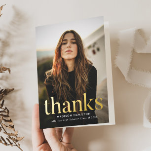 Modern Refined Foil Graduation Thank You Greeting Card