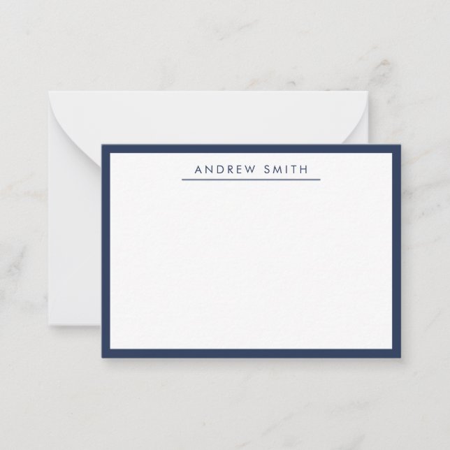 Modern Refined Navy Blue Line Classic Minimalist Card (Front)