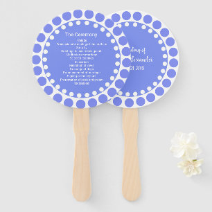 Modern Regency Blue Dots Wedding Program Fan