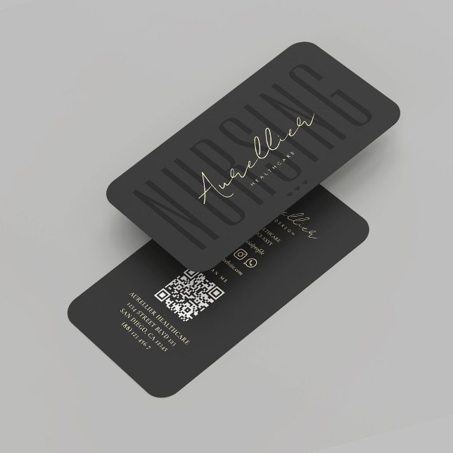 Modern Registered Nurse Healthcare Nursing Black Business Card (Modern Registered Nurse Healthcare Nursing Black Business Card
)