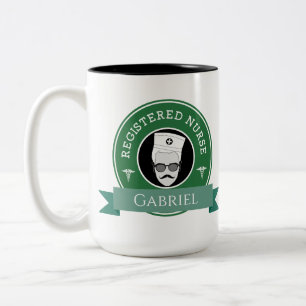 Modern Registered Nurse RN Personalised Badge Logo Two-Tone Coffee Mug