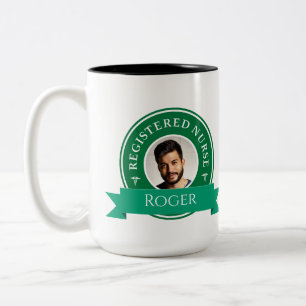 Modern Registered Nurse RN Personalised Badge Logo Two-Tone Coffee Mug