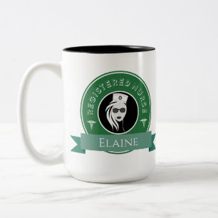 Modern Registered Nurse RN Personalised Badge Logo Two-Tone Coffee Mug