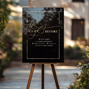 Modern Rehearsal Dinner Black and Gold Welcome Acrylic Sign