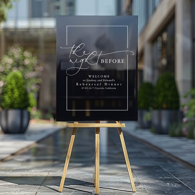 Modern Rehearsal Dinner Black Welcome Acrylic Sign (Rehearsal Dinner Black Welcome Acrylic Sign)