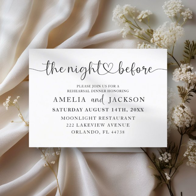 Modern Rehearsal Dinner Black & White Invitation (Creator Uploaded)