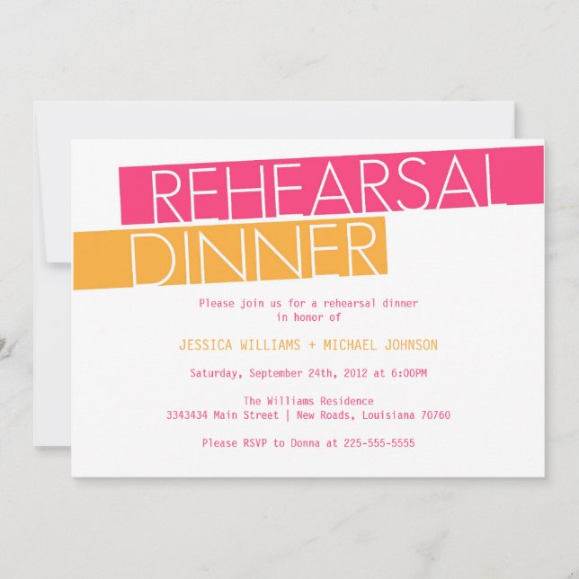Modern Rehearsal Dinner Invitation (Front)